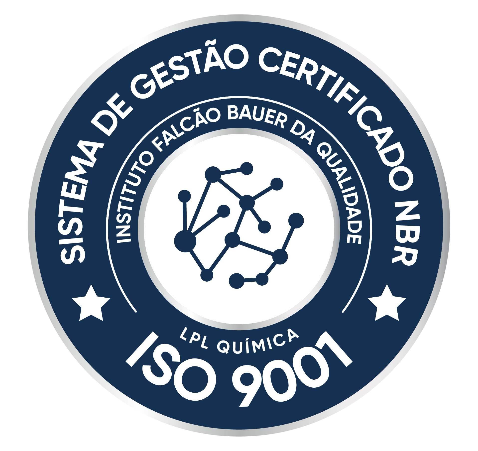 Selo ISO 9001 — Sistema de Gestão Certificado pelo Instituto Falcão Bauer da Qualidade — LPL Química
